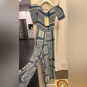 VINTAGE HAVANA OFF THE SHOULDER JUMPSUIT